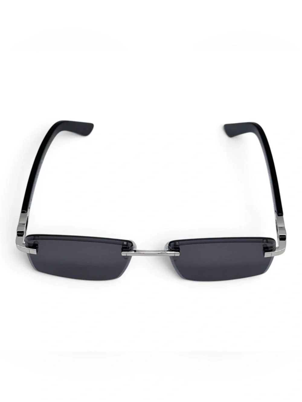 Cartier Rimless Sunglasses in Black with Silver Accents